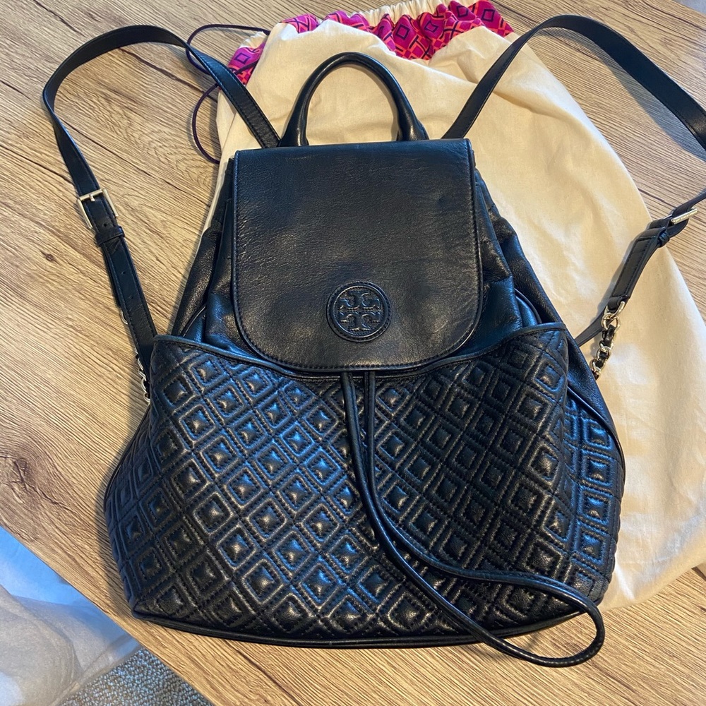 Tory Burch black leather backpack